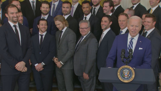 President Joe Biden meets with the Vegas Golden Knights. (Image via pool)