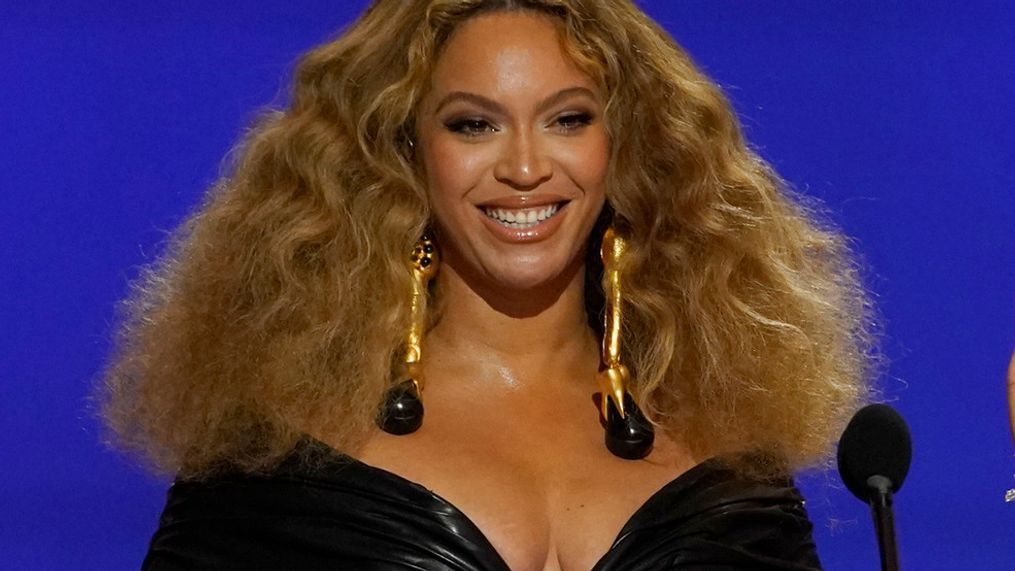 FILE - Beyonce appears at the 63rd annual Grammy Awards in Los Angeles on March 14, 2021. (AP Photo/Chris Pizzello, File)