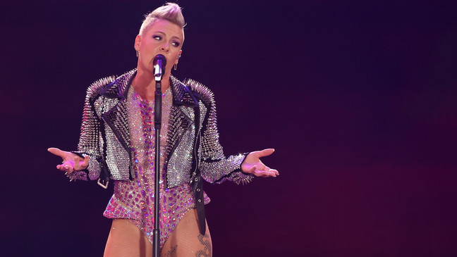 FILE - P!nk performs during her Summer Carnival tour at Chase Field on Oct. 9, 2023 in Phoenix, Arizona. (Photo by Christian Petersen/Getty Images)