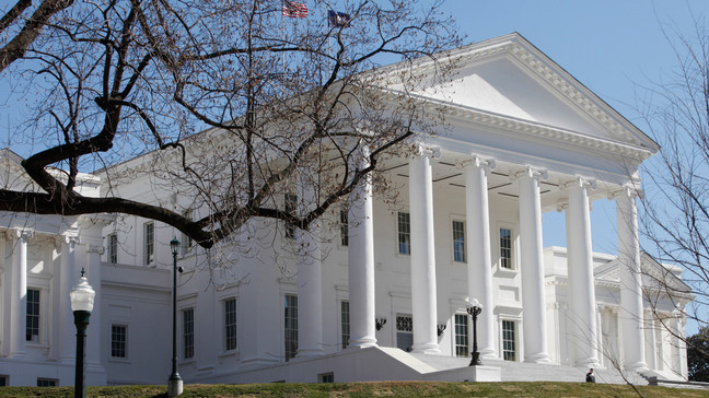 FILE - The Virginia Capitol is seen, March 4, 2010, in Richmond, Va. A Democrat-controlled committee in the Virginia Senate voted Tuesday, Jan. 30, 2024, against approving Republican Gov. Glenn Youngkin's pick to lead the state's parole board, Patricia West. (AP Photo/Steve Helber, File)